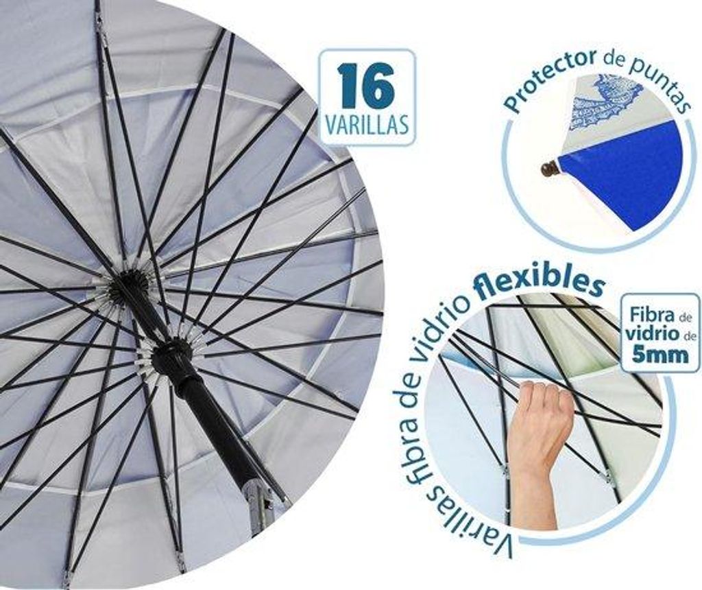 Ombrellone da spiaggia 180-240 cm in alluminio, UPF 50+, Immagine del prodotto 