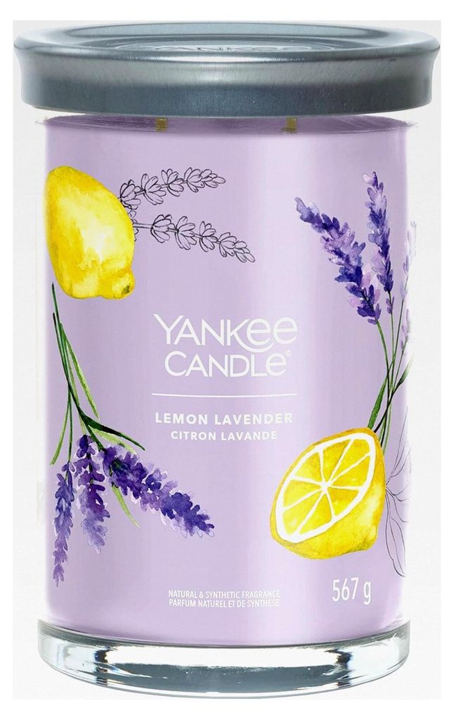 Duftkerze im Tumbler-Format „Lemon Lavender“; große Kerze mit langer Brenndauer; Soja-Wachs-Mix; Geschenke für Frauen