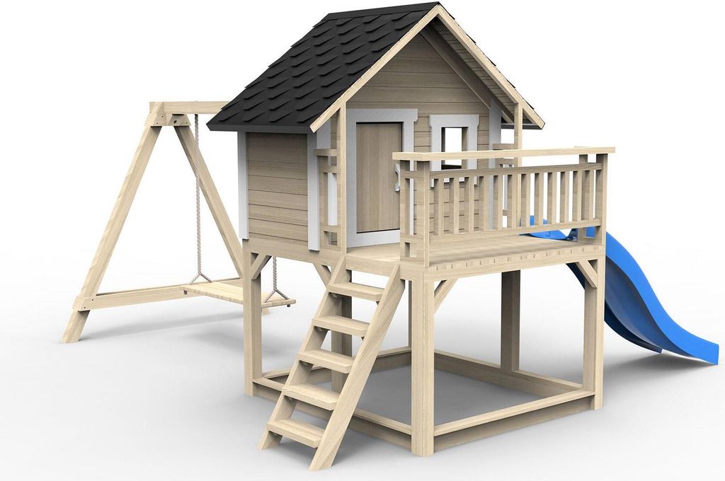 Spielplatz Holzhaus Kinder Holz Schaukel Rutsche JVmoebel