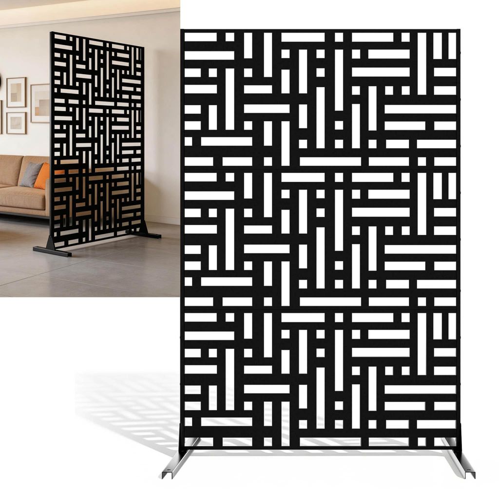 JOIEYOU Freistehender Paravent 180×40×123 cm, Sichtschutz & Raumteiler aus Metall, Trennwand für Garten, Terrasse & Balkon