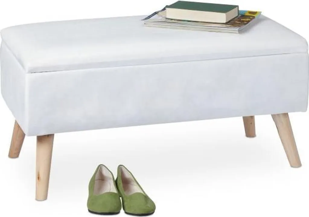 Banc de rangement velours compact pour optimiser les petits espaces