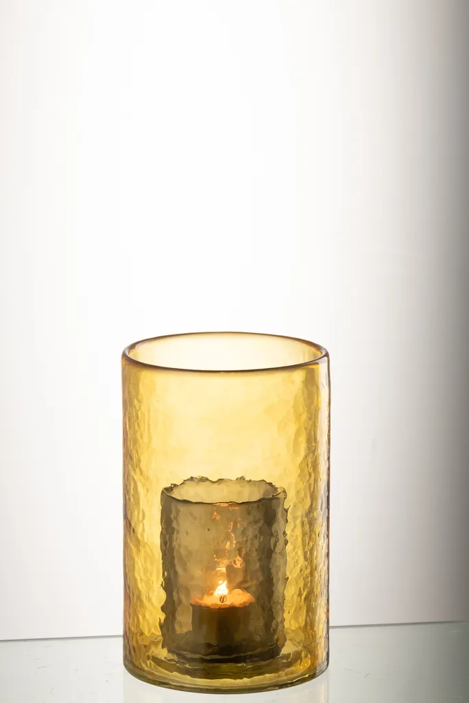 Bougeoir Double en Verre Jaune J-Line Small pour Décoration d'Ambiance