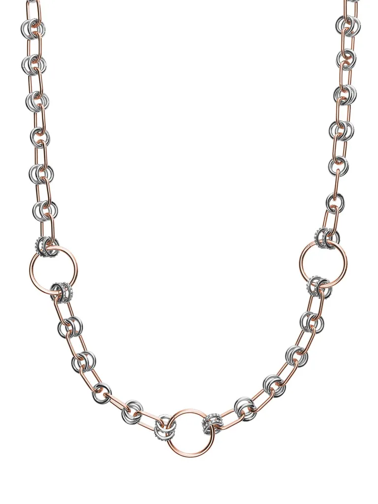 Collier Femme Emporio Armani en Acier Inoxydable Bicolore et Rose 48cm
