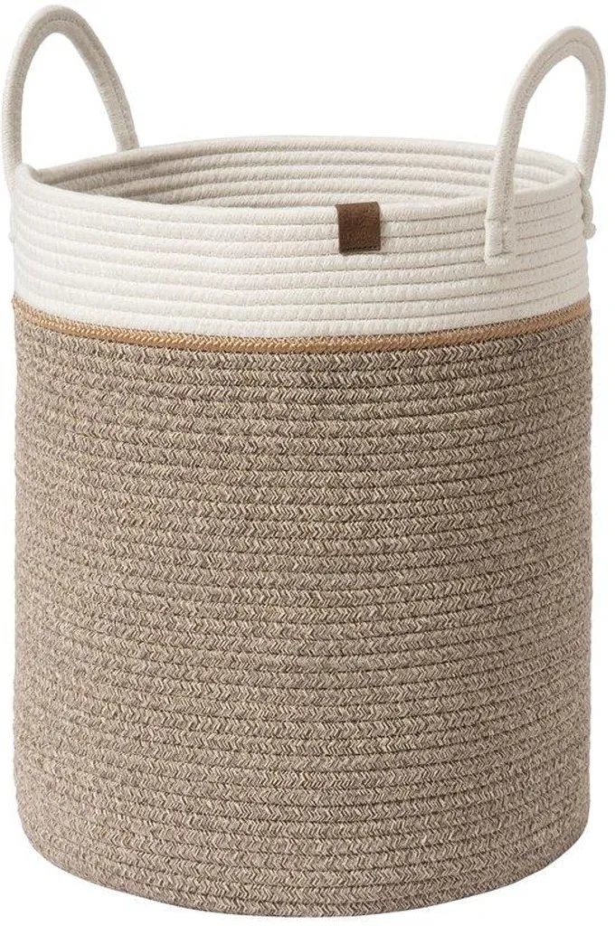 Grand Panier Rangement Moka Coton 40L - Anses Pratiques Chambre Enfant