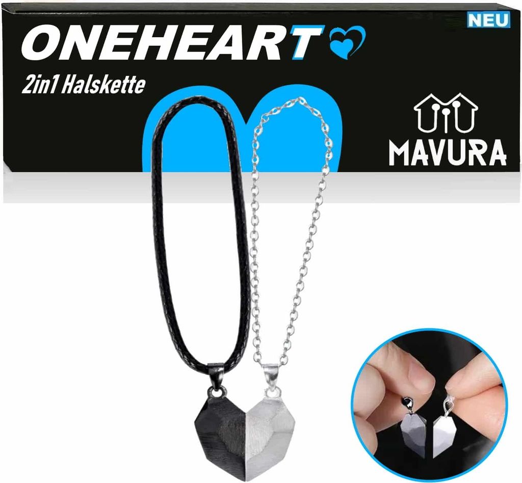 ONEHEART Magnet Herz Doppel Kette 2in1 Damenhalskette Produktbild 