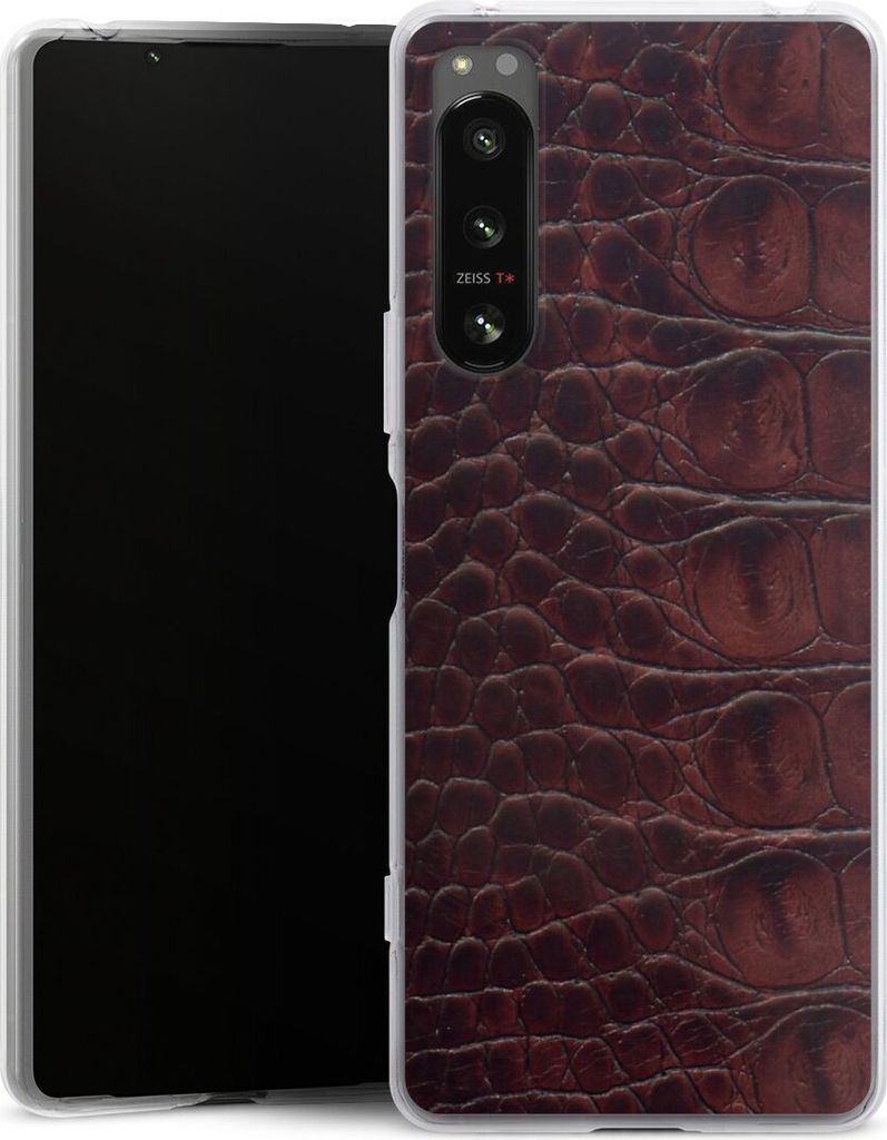 DeinDesign Handyhülle für Sony Xperia 5 IV Silikon Hülle Case Smartphone Schutzhülle Animalprint Krokodil Leder