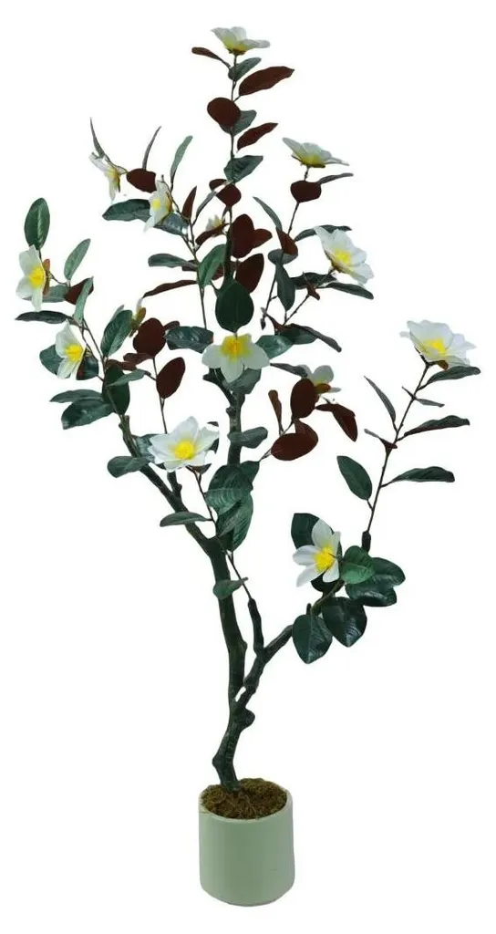 Magnolia Artificiel Bleu Saphir en Pot avec Fleurs Épanouies 150cm