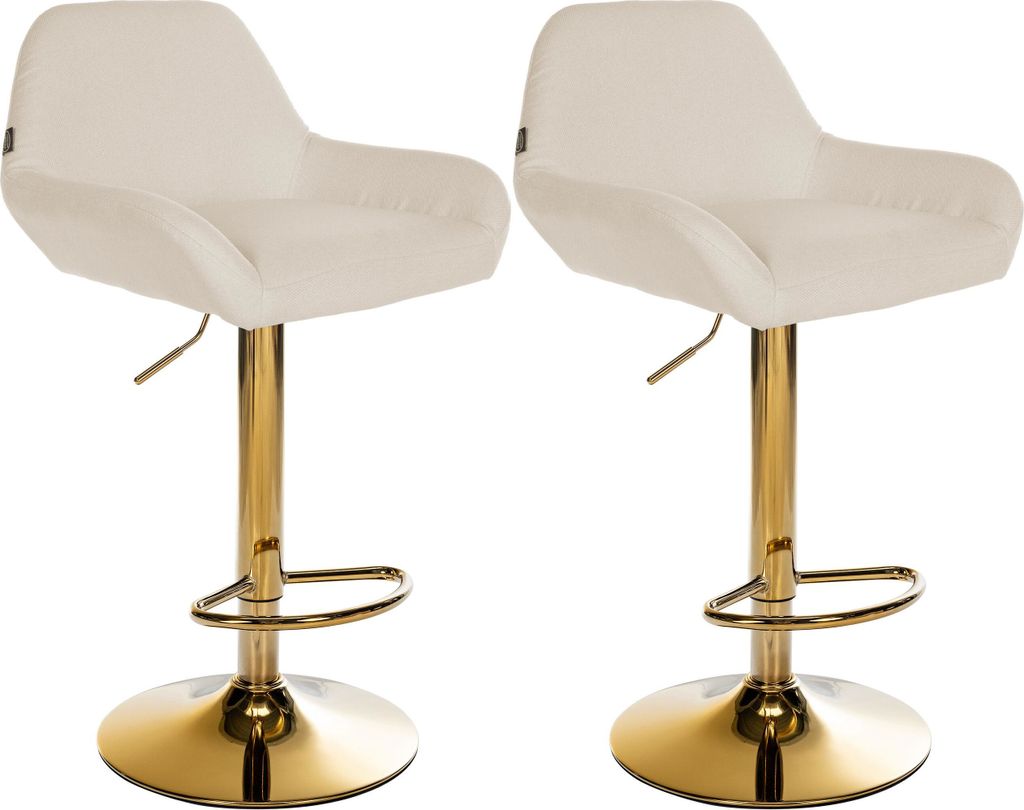 CLP 2er Set Barhocker Braga Stoffbezug mit Goldgestell, Produktbild 