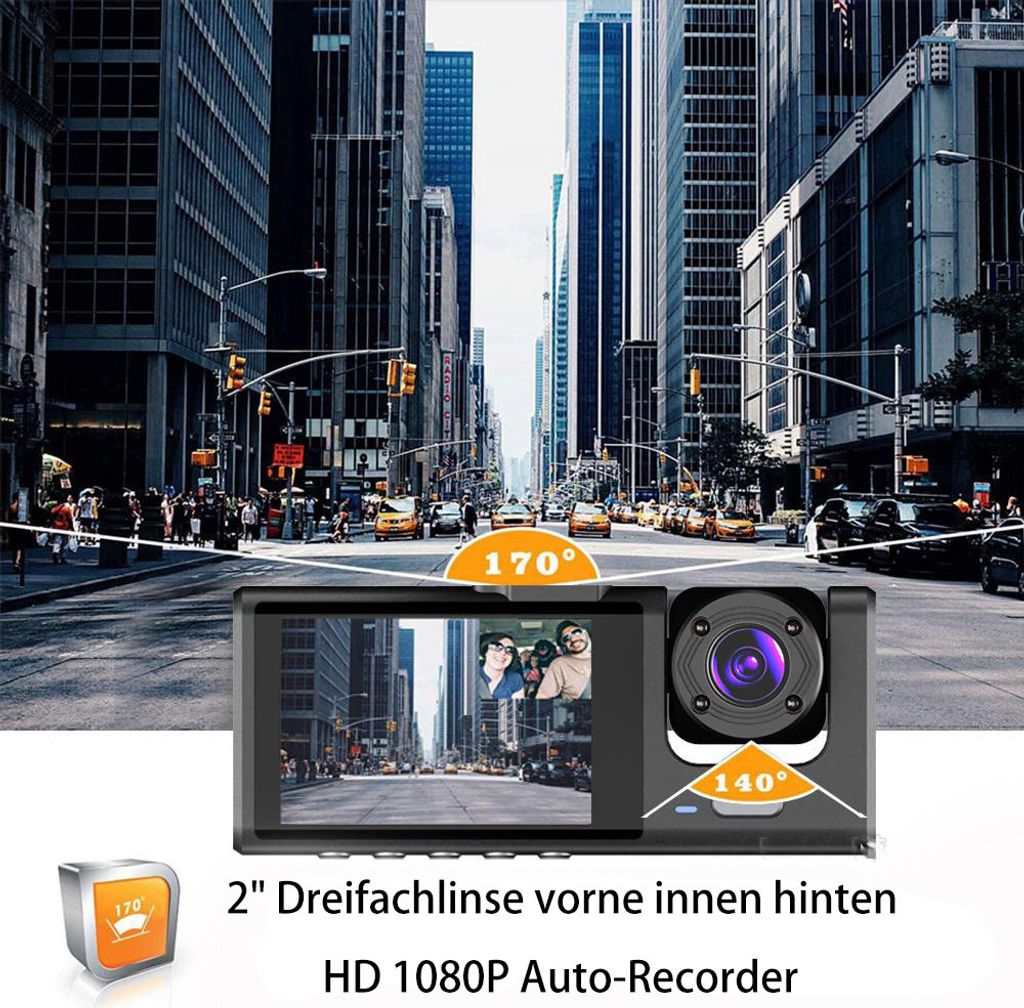 AIORBER 2" palubní kamera do auta se třemi kamerami pro Obrázek produktu 6