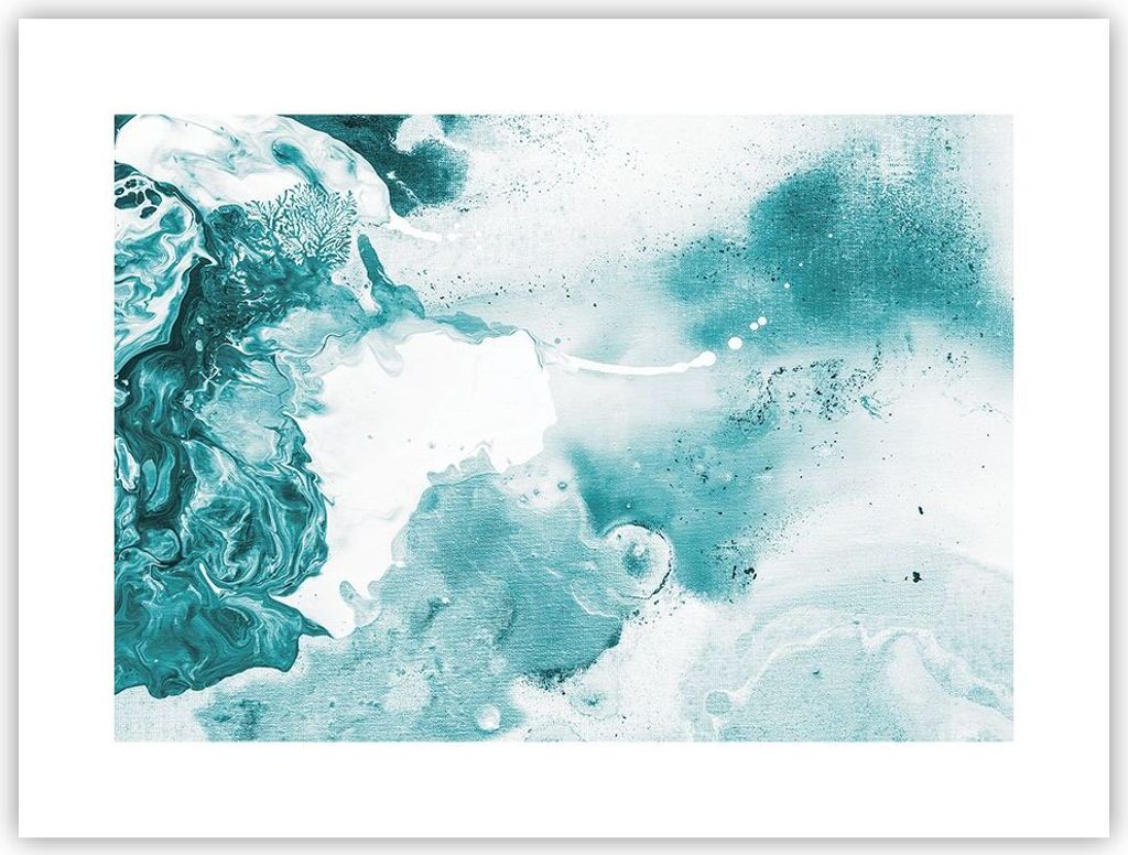 Poster - Poster ohne Rahmen - Abstraktion Meer Türkis - 40x30 cm - Wand Bild - Wanddeko - Wandbilder - Kunstposter - Wandposter - Bilder - Kunstdr...