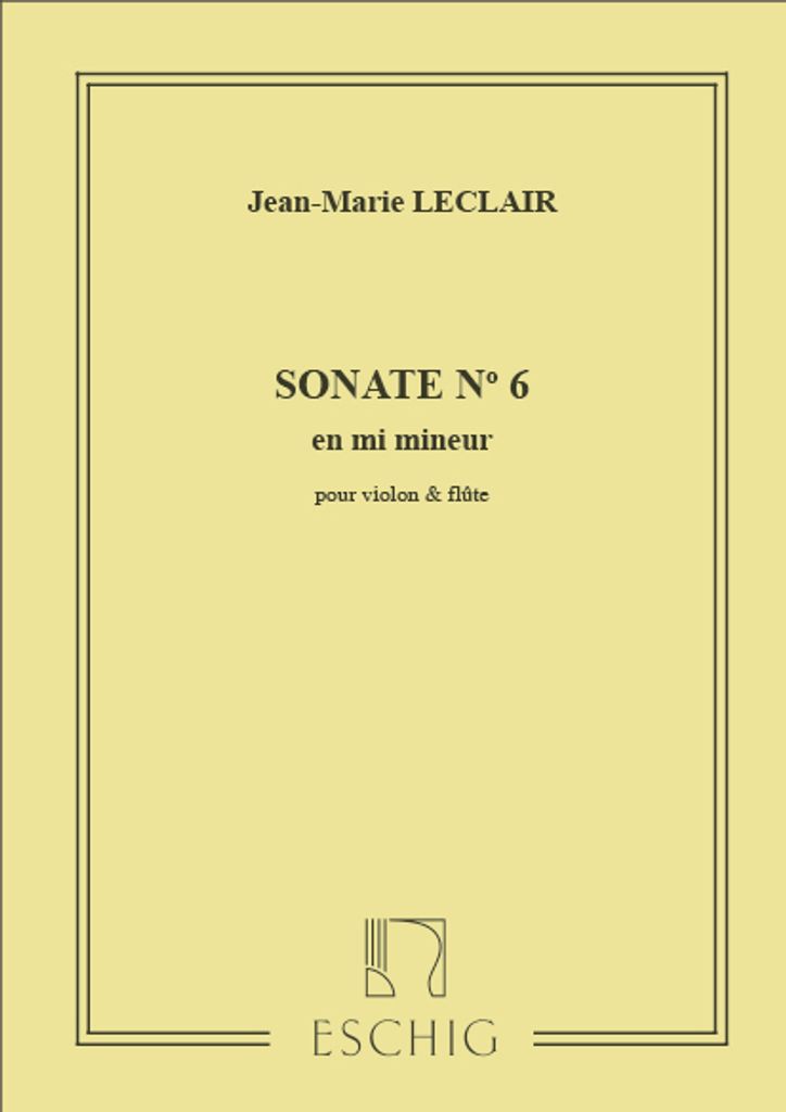 Leclair Sonate N 06 En Mi Mineur Vl Ou Fl-Piano Violin and Piano
