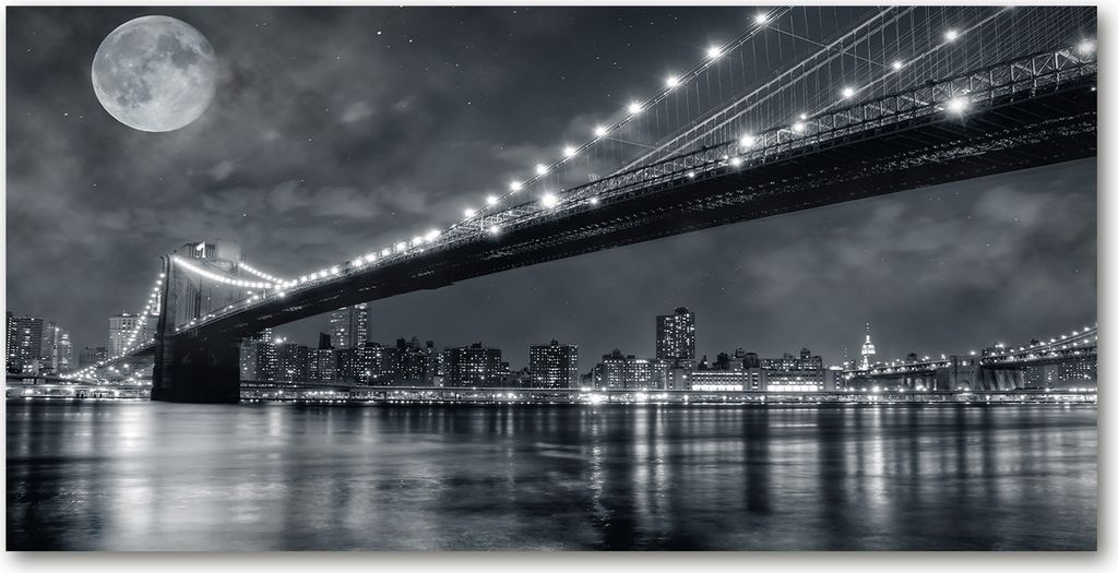 Tulup Küchenrückwand Spritzschutz aus Glas -100x50 -Spritzschutz auf gehärtetes GlasSehenswürdigkeiten Brooklyn-Brücke