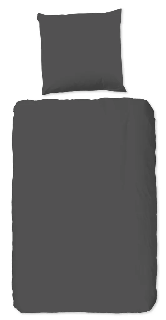 HIP Bettbezug Uni Dessin Antracite 140x200 - Raso di Cotone Premium
