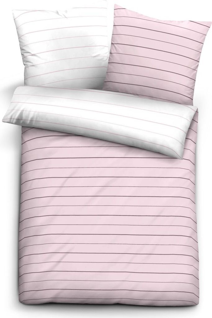 biberna Mako-Satin Bettwäsche "STREIFEN - MIX & MATCH" ROSE 40x80 cm