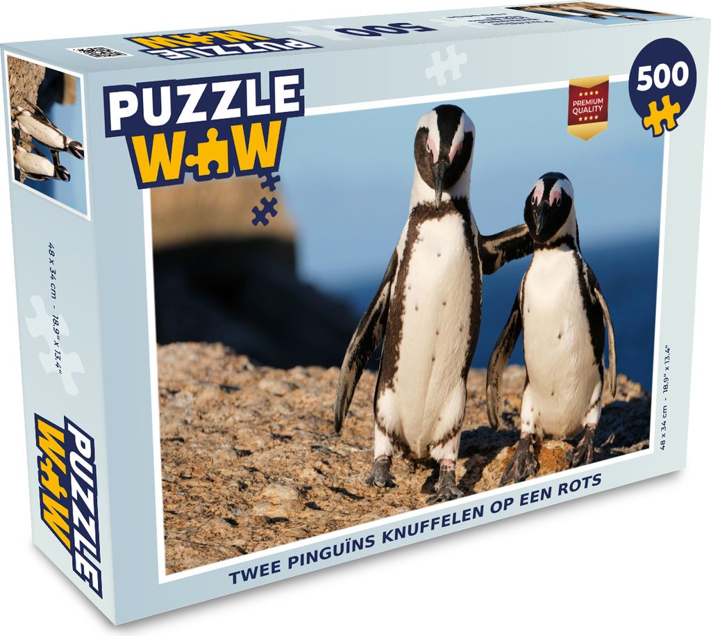 MuchoWow Puzzle 500 Teile Zwei Pinguine kuscheln auf einem Felsen - 500 Teile - Kinder - Selberbauen - Puzzlespiele