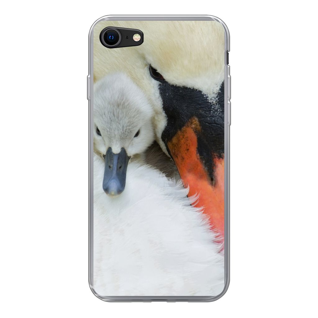MuchoWow Handyhülle Schutzhülle Hülle für iPhone 7 Schwan - Küken - Makro Silikon Softcase Handy Hülle - Kartenhalter