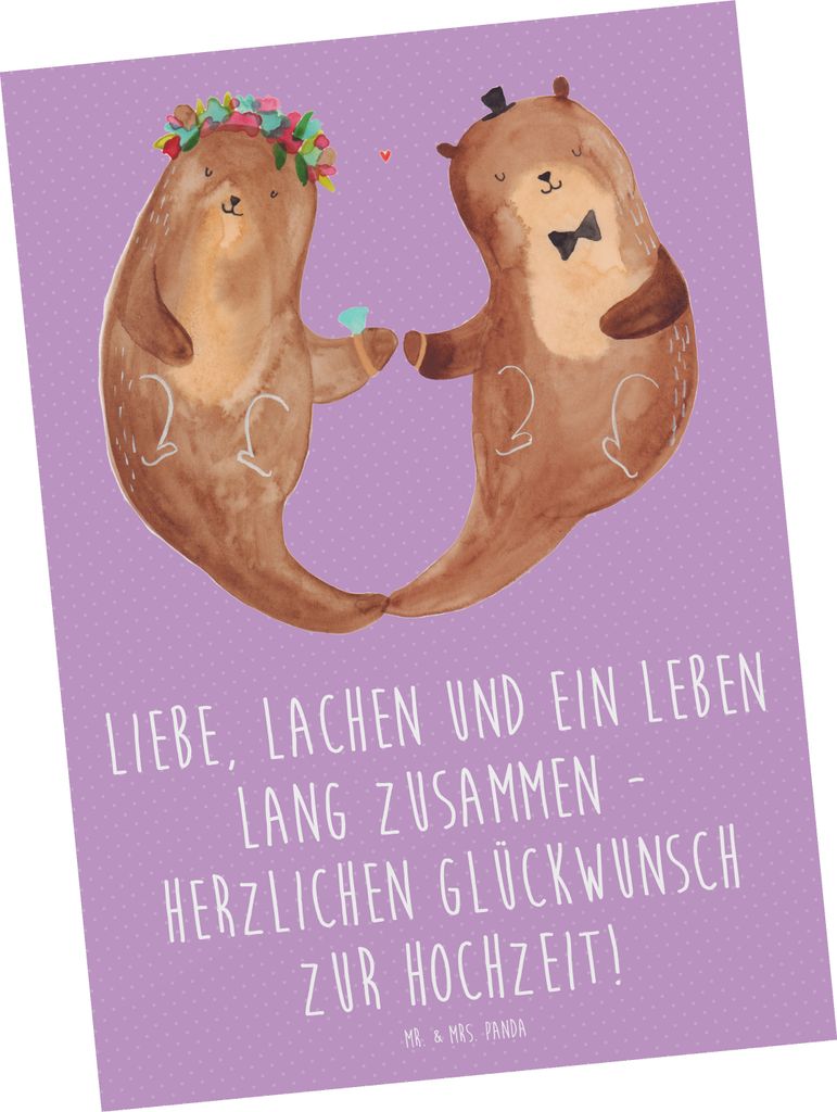 Mr. & Mrs. Panda Postkarte Hochzeit Liebe Lachen - Lavendeltraum - Geschenk, personalisiert, Grußkarte, Heiraten, Ansichtskarten, Wünsche zur, De...