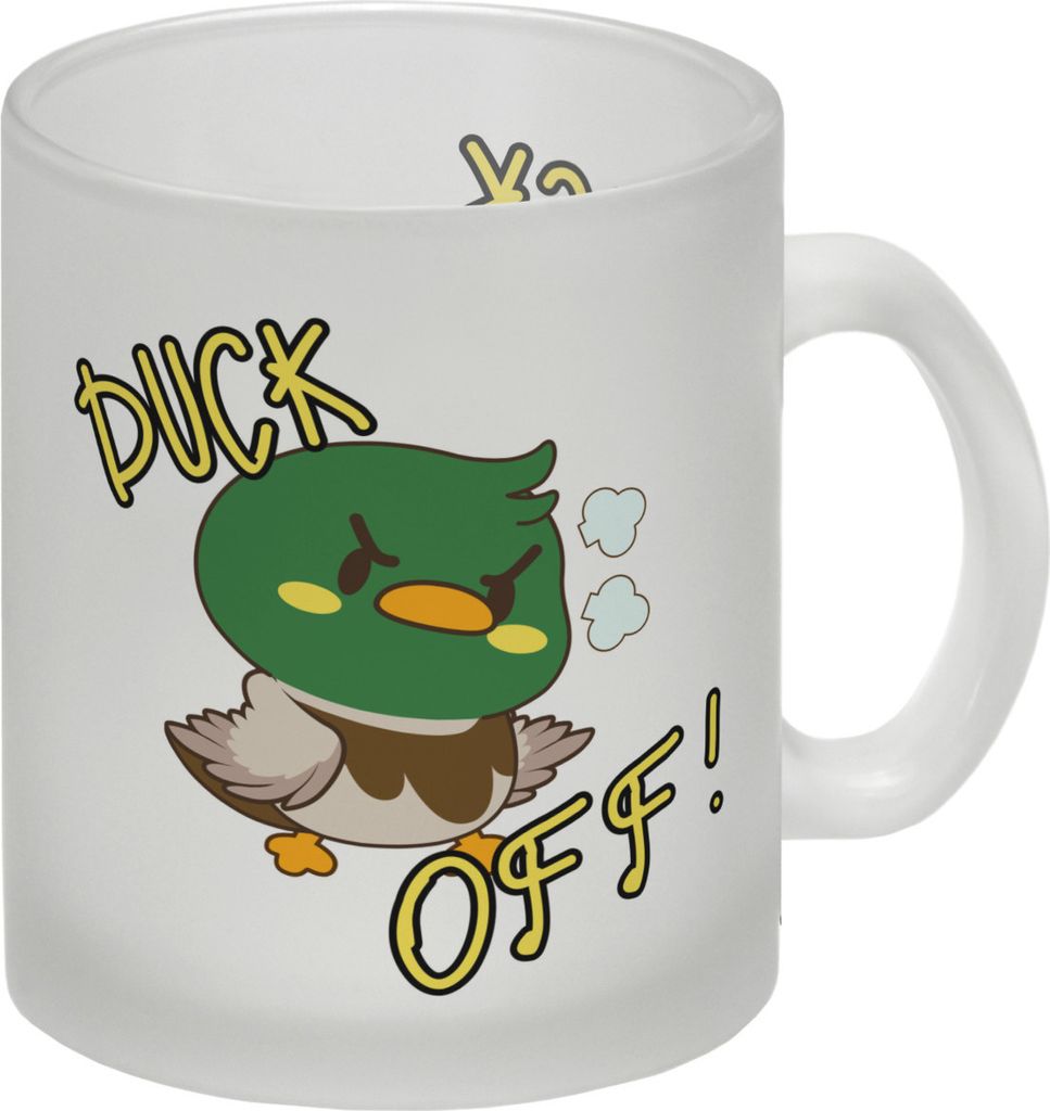 Enten Glas Tasse mit Spruch DUCK OFF!