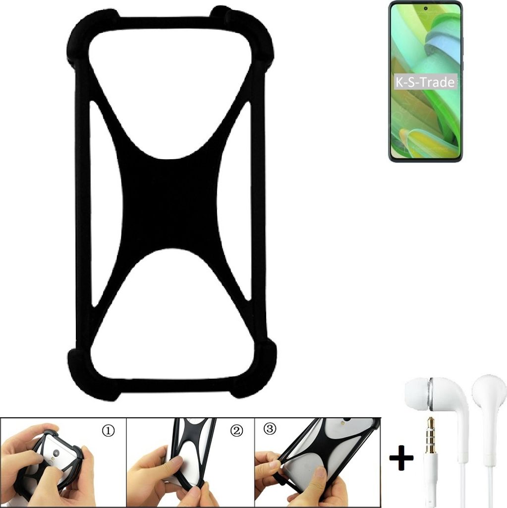 K-S-Trade Handy-Hülle + headphones kompatibel mit Motorola Edge 2022 Schutz-Hülle Bumper Silikon Cover Case Silikoncase Silikonbumper TPU Softcase