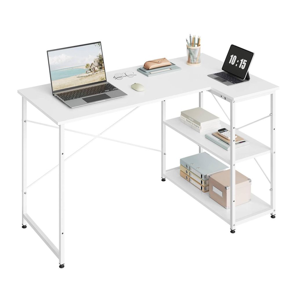 WOLTU Schreibtisch Bürotisch aus Holz Stahl, mit Ablage, Produktbild 