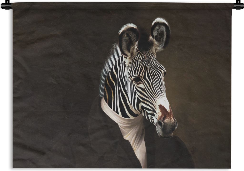 MuchoWow Wandteppich Wandbehang Malerei - Zebra - Tierkopf 150x112.50 cm Tapisserie Dekoration Wandtuch - Wanddecke - Wandteppiche