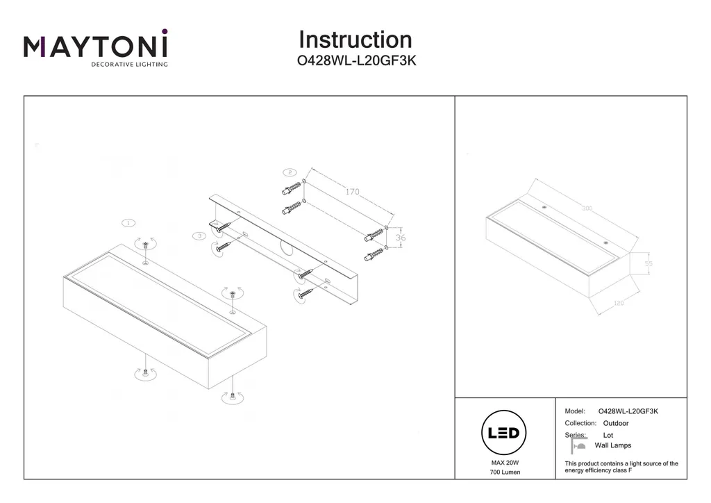 Applique extérieure étanche IP54 Lot Graphit LED 3000K gris graphite - 12