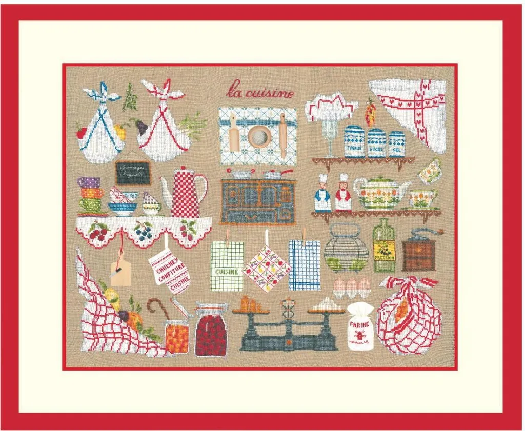 Kit broderie point de croix La Cuisine 37x50cm motif à compter chic