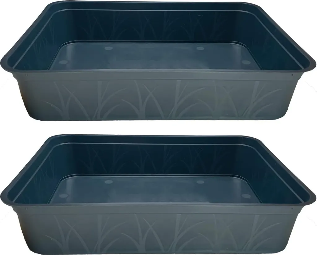 Bac à plantes robuste sans trou de drainage 38x28x8 cm - Lot de 2