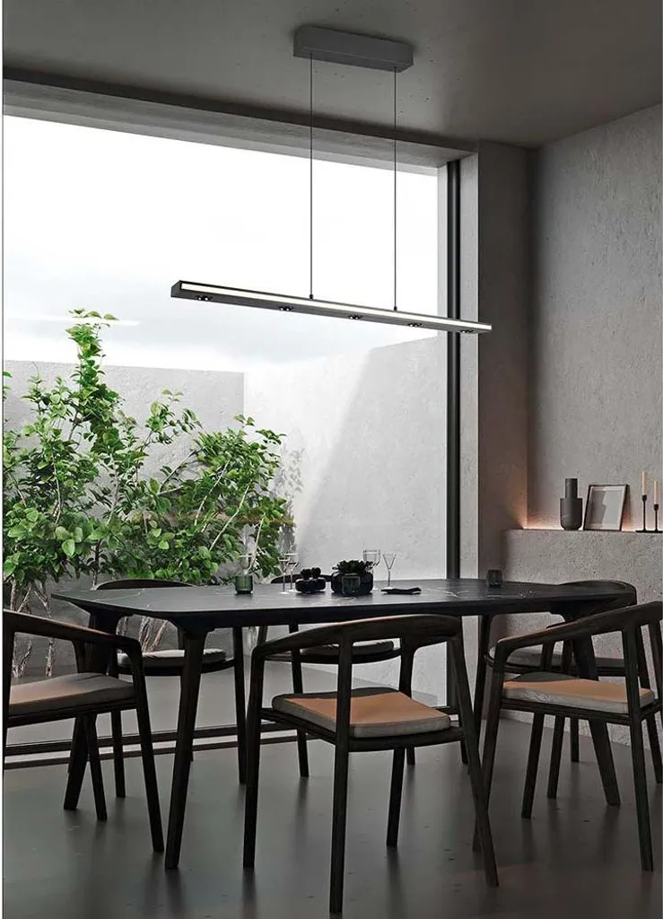 Lustre Suspension LED Noir avec Éclairage Haut et Bas Variable 2m - 2