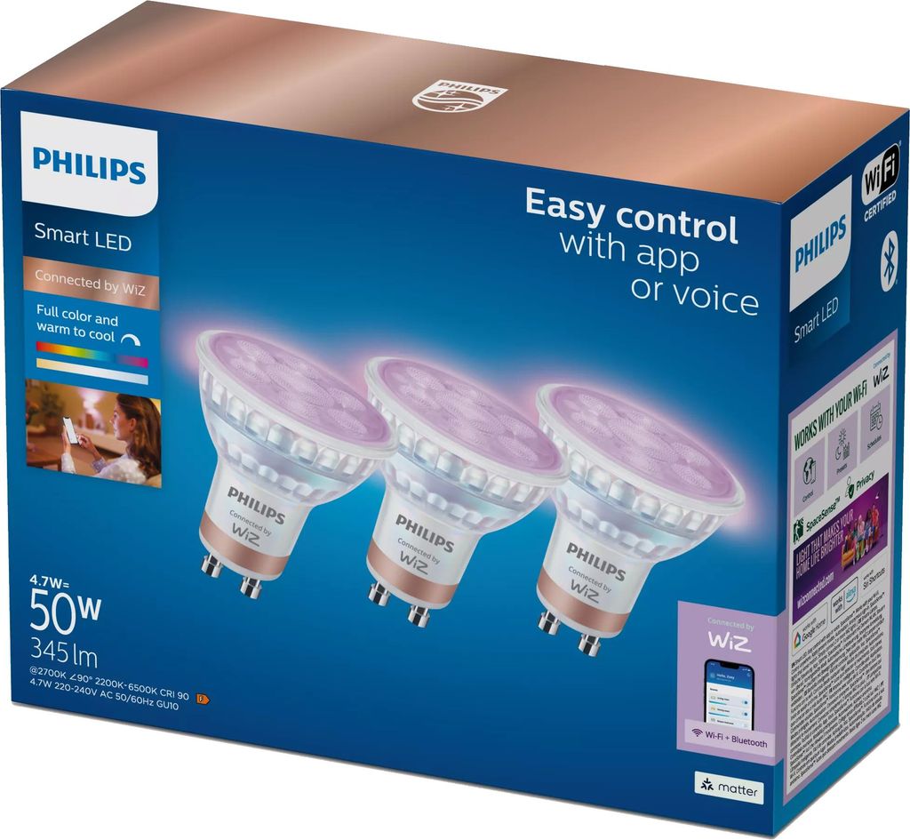 Philips Inteligentna szklana żarówka LED RGB GU10, 345 lm, Zdjęcie produktu 