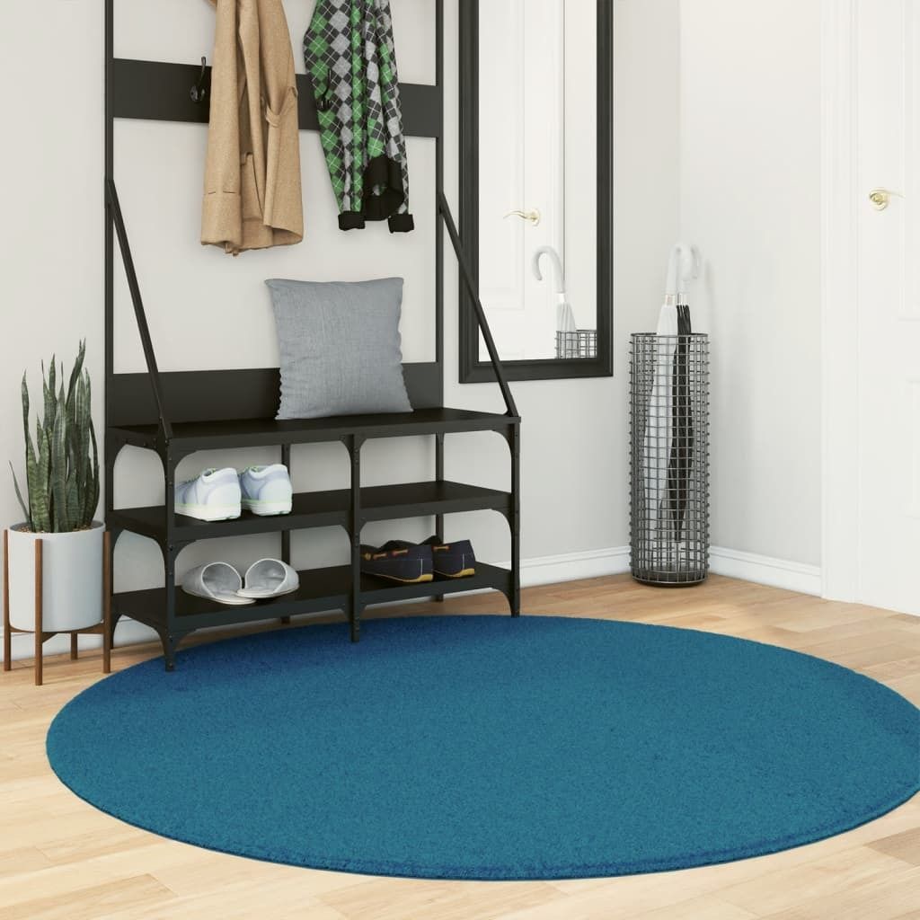"im Angebot" Teppich OVIEDO Kurzflor Türkis Ø 160 cm - Designerteppiche CC17239
