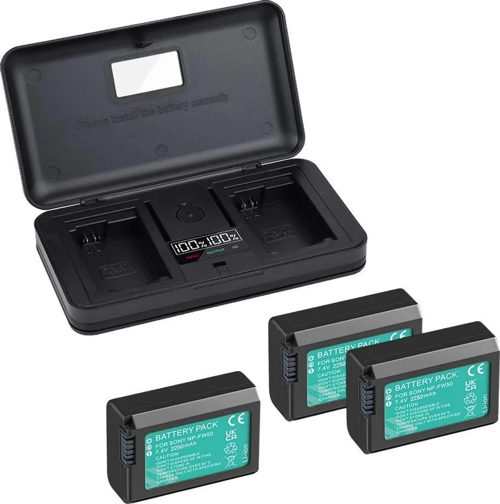 Kit Batterie Appareil Photo pour Voyage : 3 Unités et Chargeur Inclus