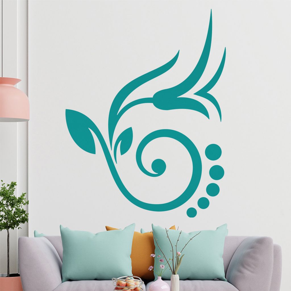 Blume - Linien Punkte Wandtattoo in 6 Größen - Wandaufkleber Wall Sticker - Dekoration, Küche, Wohnzimmer, Schlafzimmer, Badezimmer