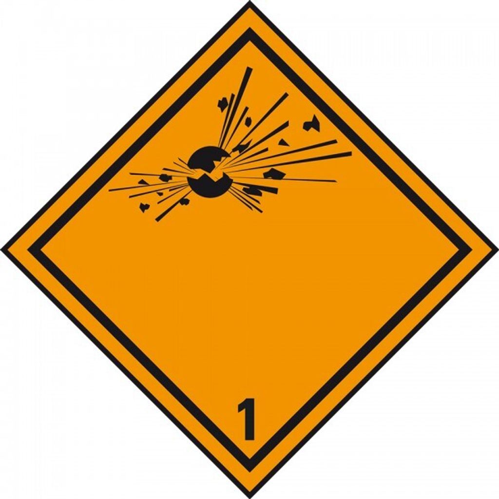 Dreifke Gefahrgutzettel Kl.1 Explosive Stoffe, Folie, seewasserbeständig, 25...