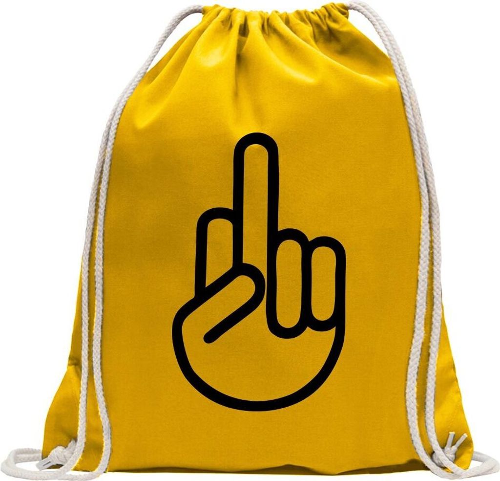 Kiwistar - Turnbeutel - gelb - The Fuck you Shocker - Fun Rucksack Sport Beutel Gymsack Baumwolle mit Ziehgurt
