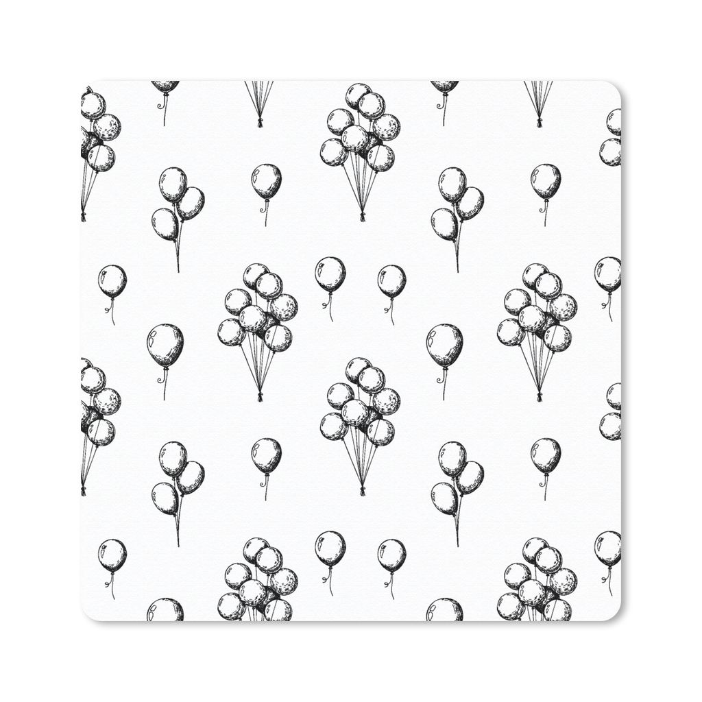 MuchoWow Mauspad Mousepad Ballon - Muster - Schwarz und Weiß 20x20 cm - Mousepads - Maus Mat - Pad - Mausunterlage - Desk Mat - Bureauartikeln