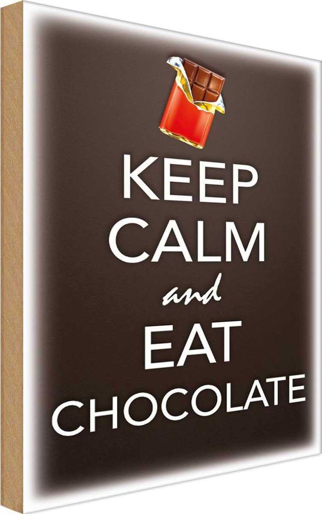 vianmo Holzschild 30x20 cm Keep Calm and eat chokolate