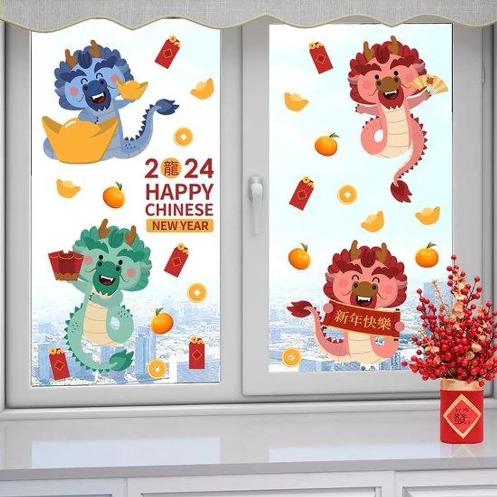 Décoration Fête du Printemps pour maison et vitrine - Thème 2024 Rouge