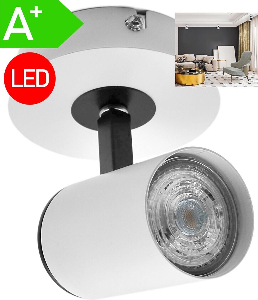 LED Deckenleuchte Decken Strahler Spot Lampe Aufputz Leuchte Deckenlampe Aufbau-Lampe Downlight Drehbar 1-flammig Weiß mit GU10 Fassung