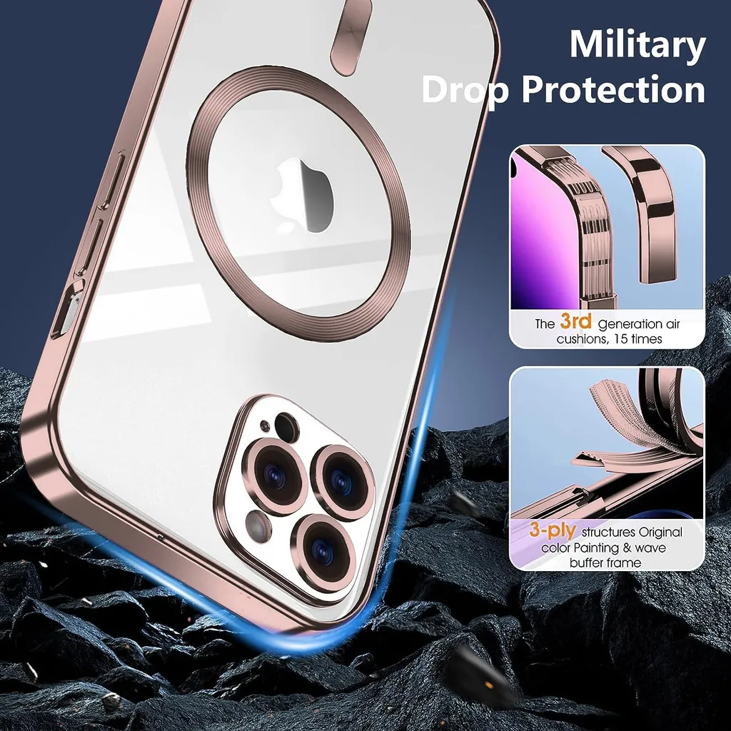 ORDA Custodia magnetica per iPhone 15 Pro 6,1 pollici, compatibile con MagSafe, per iPhone 15 Pro, custodia trasparente opaca, per iPhone 15 Pro, retro sottile, antiurto, colore nero