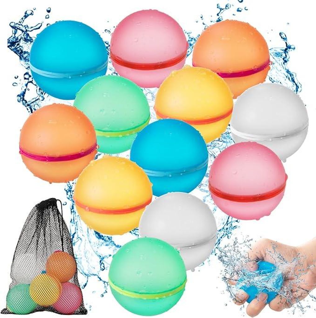Wiederverwendbare Magnet-Wasserbälle 12er Set aus Silikon – Produktbild 