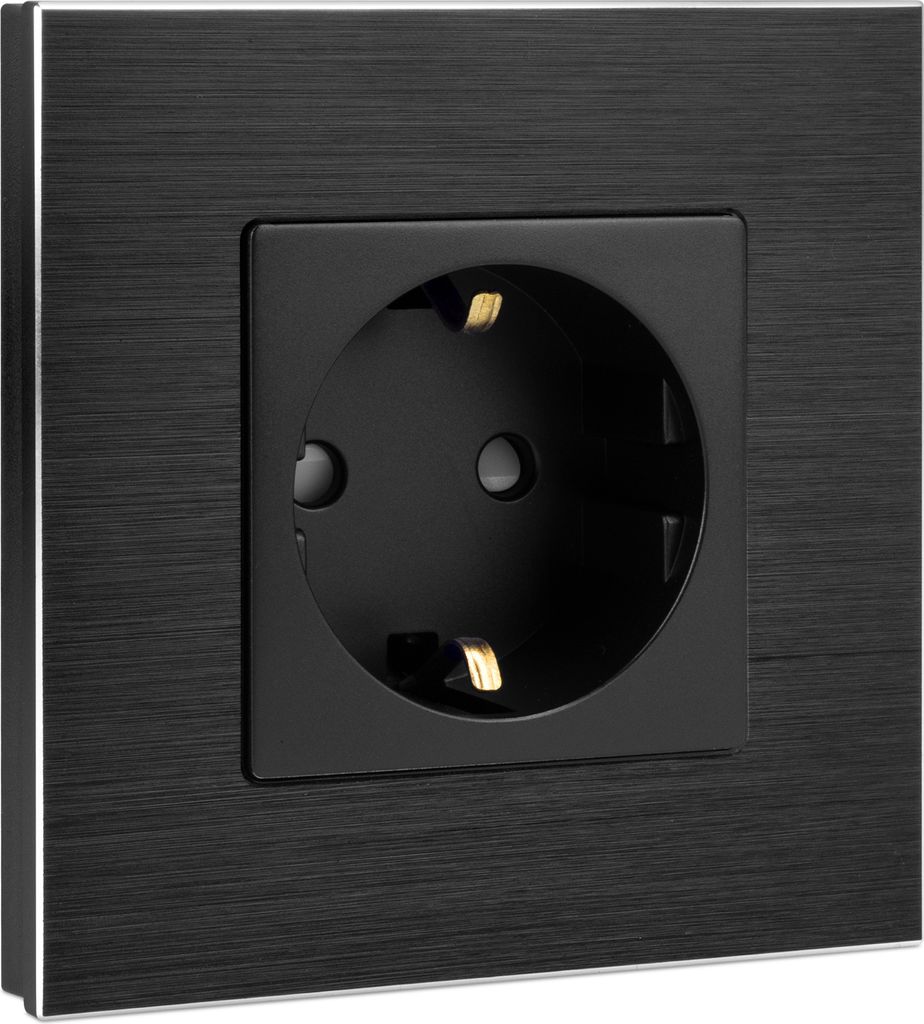 Navaris Aluminium Schuko Steckdose einfach - mit Produktbild 