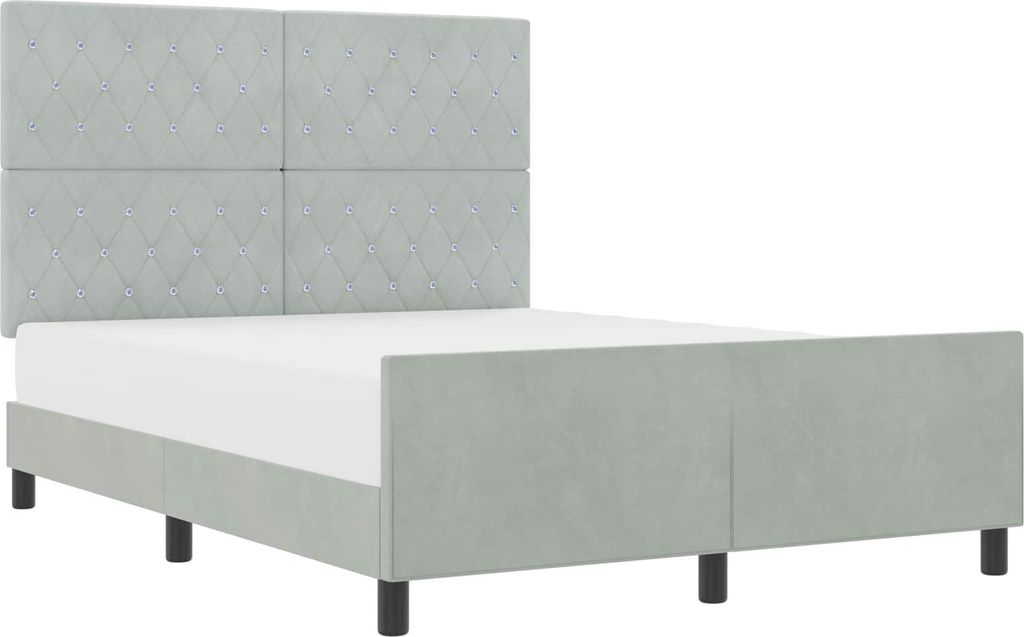vidaXL Boxspringbett mit Kopfteil Hellgrau 140 x 190 cm Samt