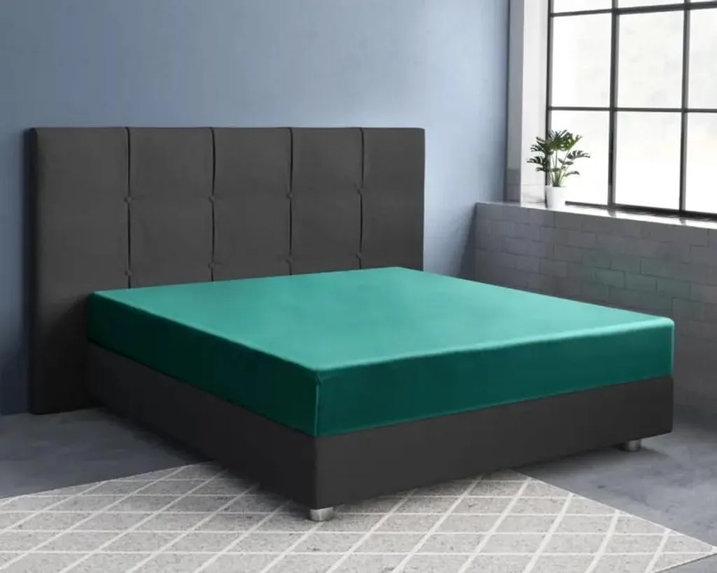 Lenzuolo con Elastico Primaviera Deluxe 180x200 Verde Scuro Satijn