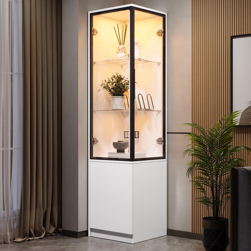 Merax Eckvitrine Vitrinenschrank mit LED-Beleuchtung, Produktbild 
