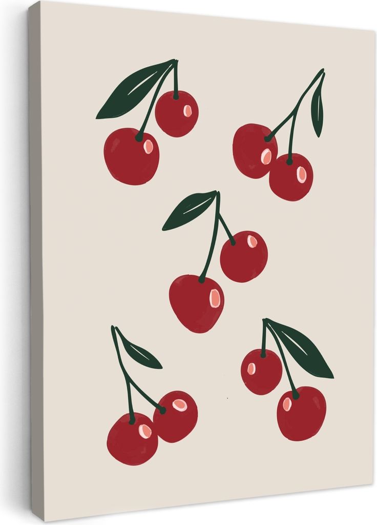 Leinwand Bilder 60x80 cm - Küche - Dunkelrot - Kirsche - Rot - Beige, Bilder Modern, Leinwandbilder, Wanddeko