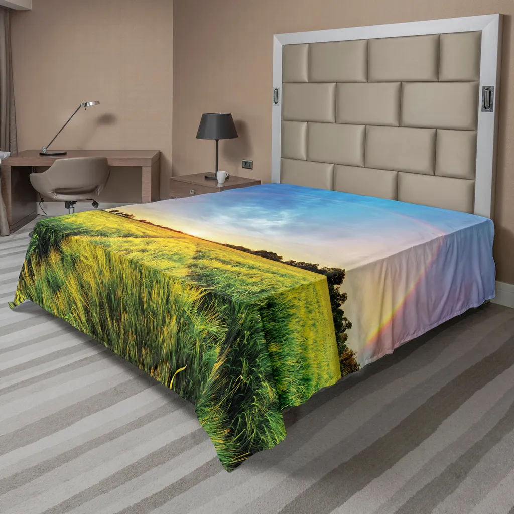 Drap de Lit Anti-Plis Doux et Grand Format 260x228 cm Paysage Nature