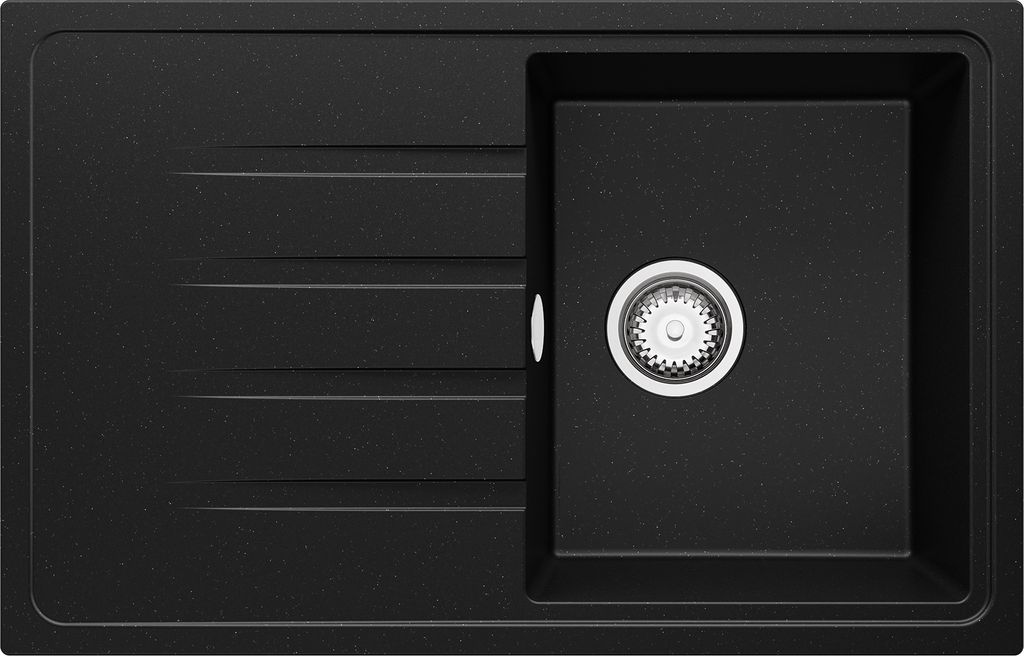 PRIMAGRAN Spülbecken Schwarz Metallic 78x50cm, Granitspüle Produktbild 