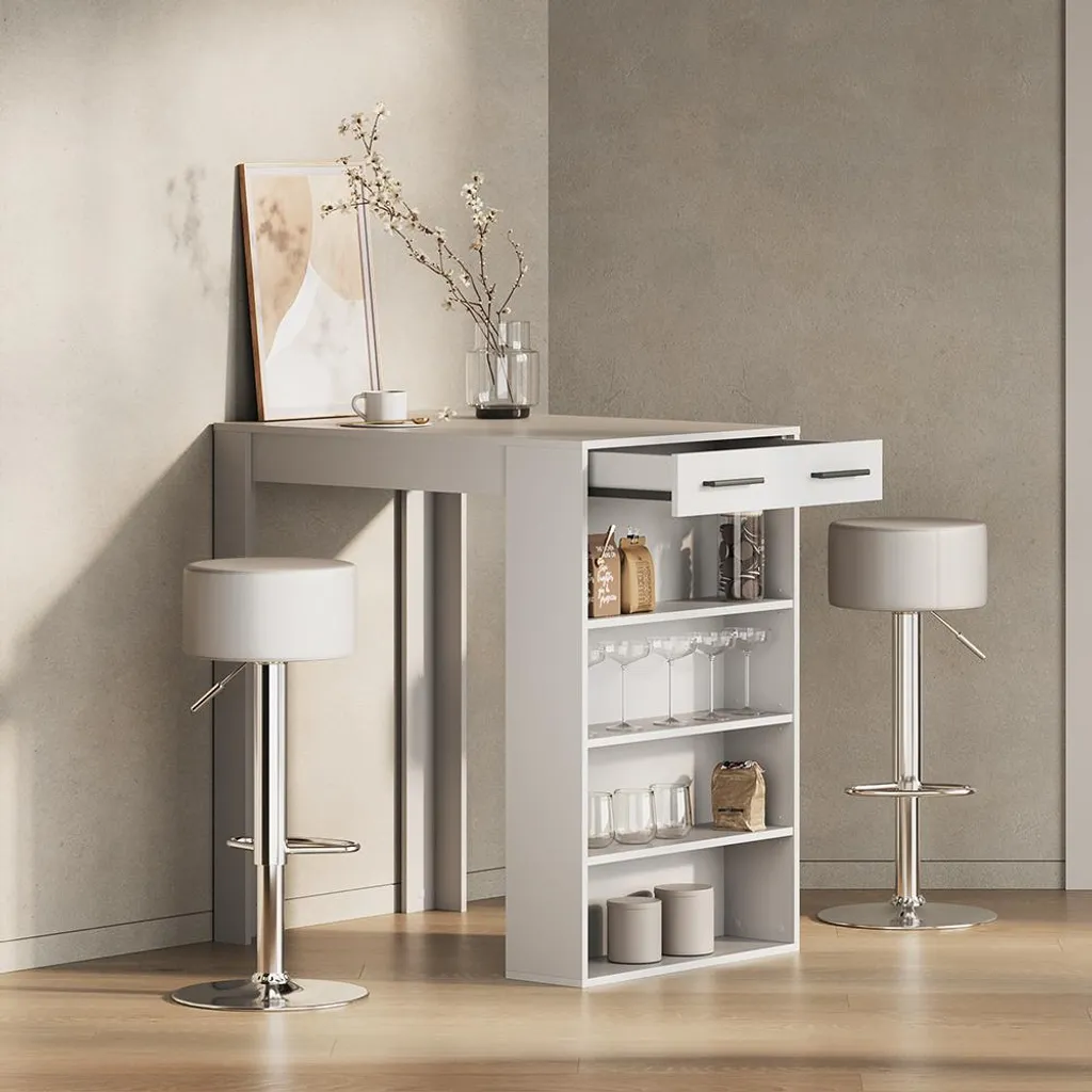 Mange-debout blanc compact Livinity Regusa table de bar en bois - 4