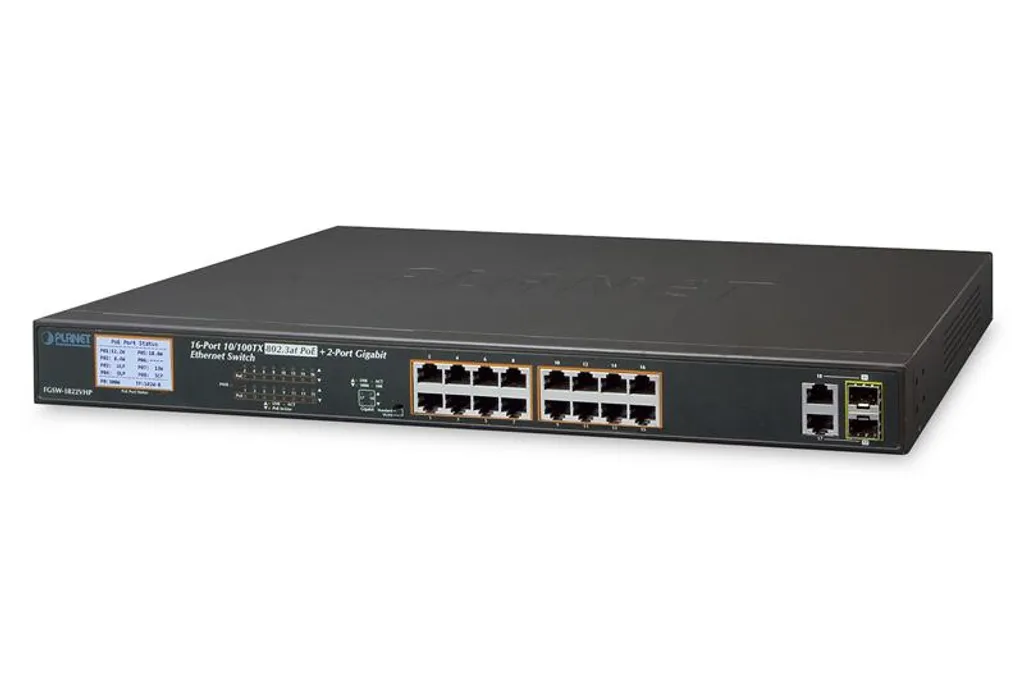 Switch Ethernet PoE+ 16 Ports et 2 SFP Gigabit 300W pour Réseaux de PME